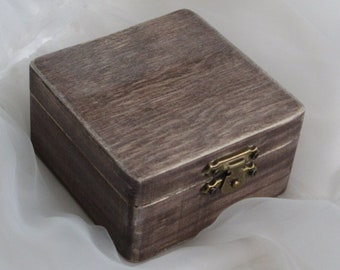 Rustic Ring Bearer Box Country Wedding Box Driftwood Vintage Jewelry Box Engraved Personalized