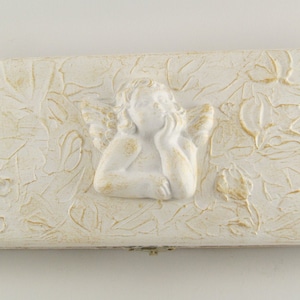 Weiß & Gold Neugeborenen Andenken Box Engel Godchild Geschenk BrustGeschenk für Mutter