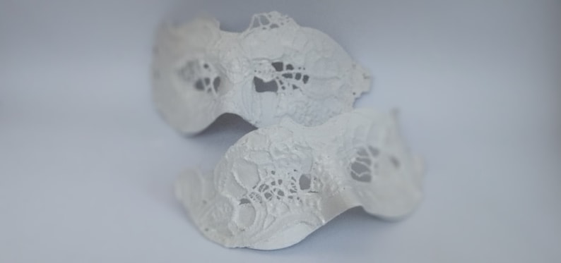 White Couple's Masquerade Masks Lace Venetian Style Monochrome Domino Mask Set image 1