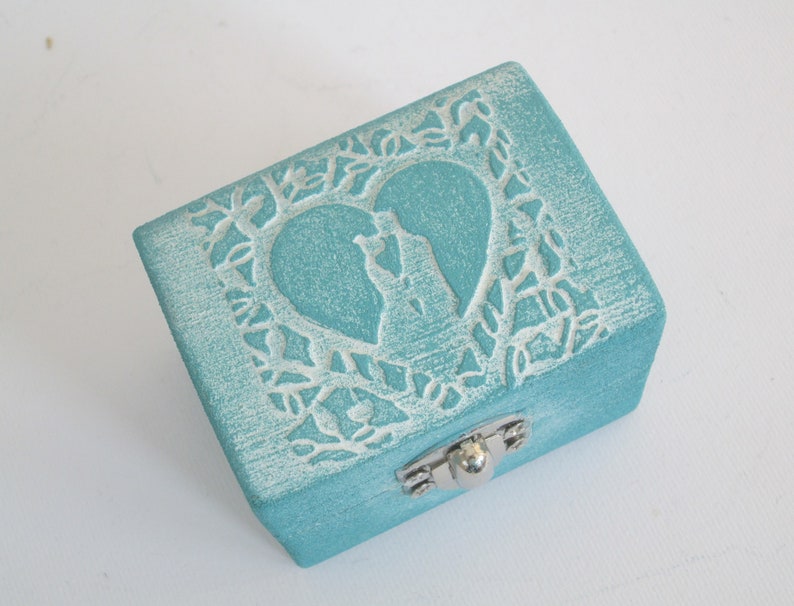 Ring Bearer Box Personalized Valentine's Day Engagement Ring Holder Small Decorative Jewelry Box image 2