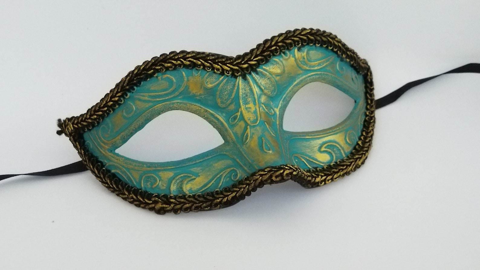 White Women Domino Wedding Masquerade Mask Turquoise Blue Masked Ball