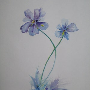 Mother&#39;s Day GiftViolets, Watercolor Original, Pansies, Aquarelle