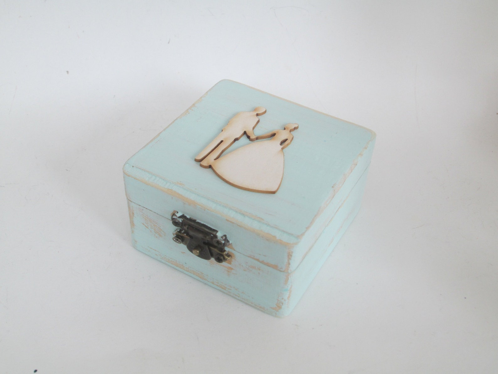 Rustic Wedding Mint Blue Green Box Engraved Personalised Box Etsy