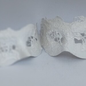 White Couple's Masquerade Masks Lace Venetian Style Monochrome Domino Mask Set image 2