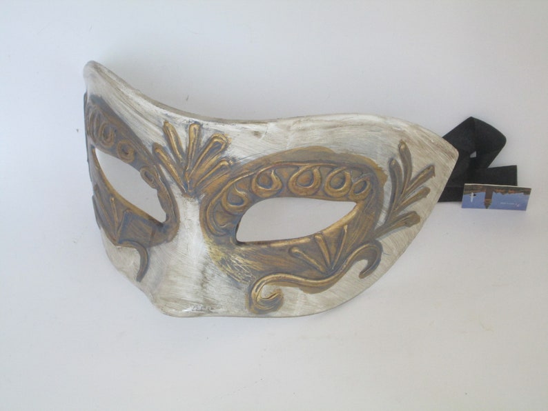 Men/'s Masquerade Mask White Bronze Gray Blue Venetian Domino