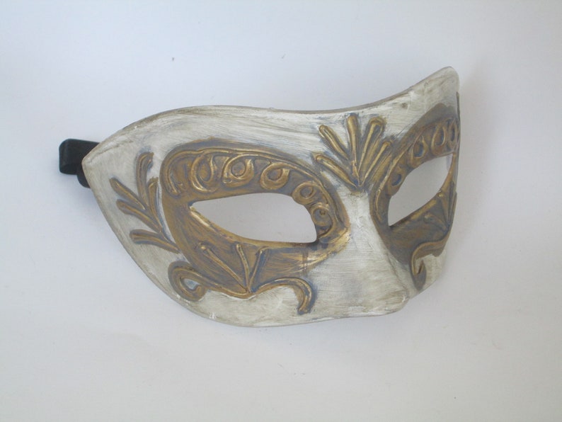Men/'s Masquerade Mask White Bronze Gray Blue Venetian Domino