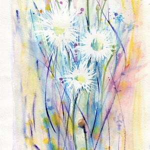 Daisies, A New Day, Dawn, Watercolor Floral Art, Field Flowers, Giclee prints, Original under 50
