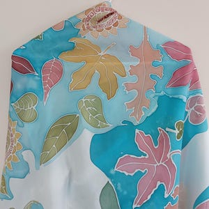 Silk Scarf Colorful Poncho Beach Wrap Natural Handmade Wearable Art Luxury Gift Women