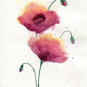 Poppies, Watercolor, Fine Art Prints, Limited Edition, Summer Wedding Gift, Shabby chic