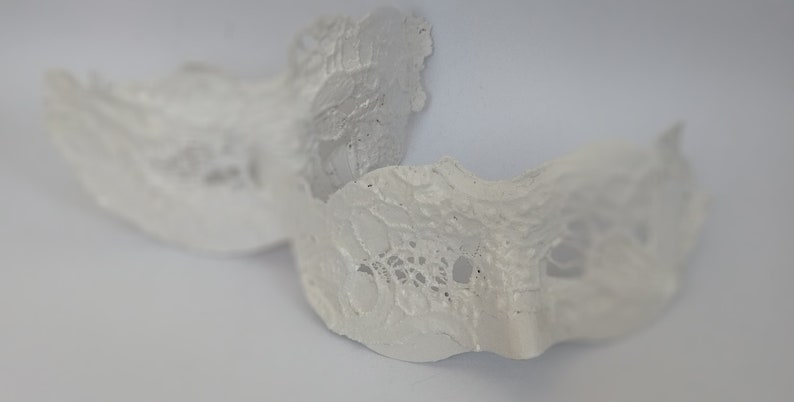 White Couple's Masquerade Masks Lace Venetian Style Monochrome Domino Mask Set image 4