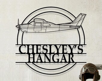 Custom Cessna 210L Centurion Airplane Metal Wall Art, Personalized Hangar Sign, Pilot Gift, Airplane Silhouette