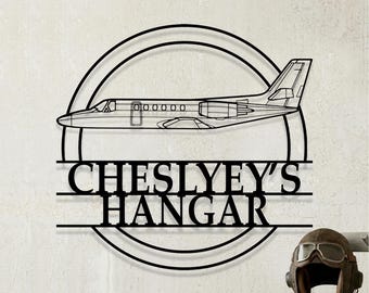 Custom Cessna Citation 2 Airplane Metal Wall Art, Personalized Hangar Sign, Pilot Gift, Airplane Silhouette