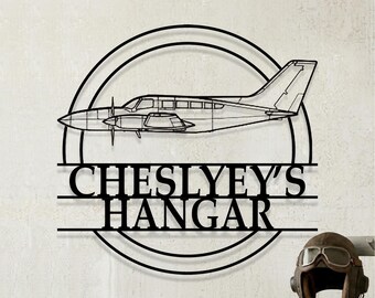 Custom Cessna 402C Airplane Metal Wall Art, Personalized Hangar Sign, Pilot Gift, Airplane Silhouette