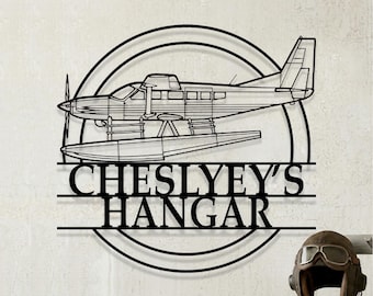 Custom Cessna 208 Caravan Float Airplane Metal Wall Art, Personalized Hangar Sign, Pilot Gift, Airplane Silhouette