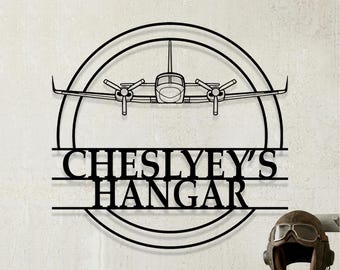 Custom Cessna 421C Front Airplane Metal Wall Art, Personalized Hangar Sign, Pilot Gift, Airplane Silhouette