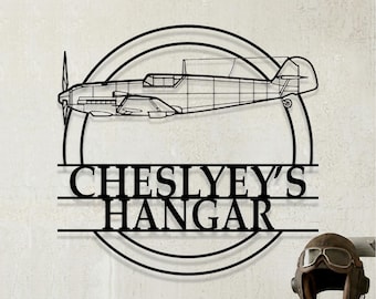 Custom Messerschmitt Bf 109E 3 Airplane Metal Wall Art, Personalized Hangar Sign, Pilot Gift, Airplane Silhouette