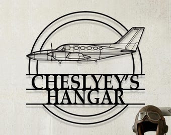 Custom Cessna 421 Airplane Metal Wall Art, Personalized Hangar Sign, Pilot Gift, Airplane Silhouette