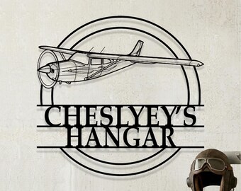 Custom Cessna 182 Skylane Airplane Metal Wall Art, Personalized Hangar Sign, Pilot Gift, Airplane Silhouette