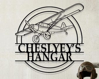 Custom Super Cub Airplane Metal Wall Art, Personalized Hangar Sign, Pilot Gift, Airplane Silhouette
