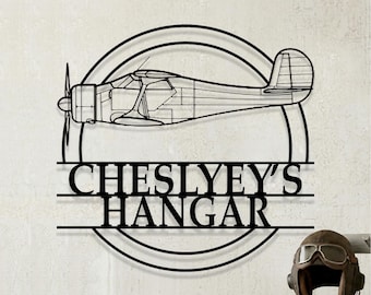 Custom Beechcraft Model D17S Staggerwing Airplane Metal Wall Art, Personalized Hangar Sign, Pilot Gift, Airplane Silhouette