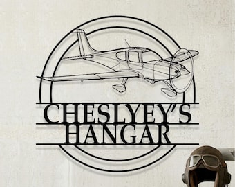 Custom Cirrus SR22 G2 Front Airplane Metal Wall Art, Personalized Hangar Sign, Pilot Gift, Airplane Silhouette