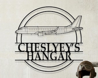 Custom Embraer E175 Airplane Metal Wall Art, Personalized Hangar Sign, Pilot Gift, Airplane Silhouette