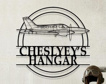 Custom Cessna 414A Chancellor Airplane Metal Wall Art, Personalized Hangar Sign, Pilot Gift, Airplane Silhouette