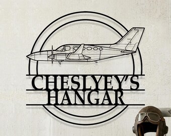 Custom Cessna 414A Chancellor Airplane Metal Wall Art, Personalized Hangar Sign, Pilot Gift, Airplane Silhouette