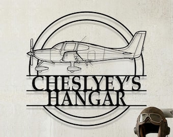 Custom Cirrus SR22T GTS Airplane Metal Wall Art, Personalized Hangar Sign, Pilot Gift, Airplane Silhouette