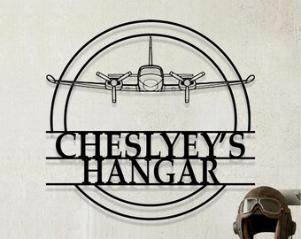 Custom Cessna 310 Airplane Metal Wall Art, Personalized Hangar Sign, Pilot Gift, Airplane Silhouette