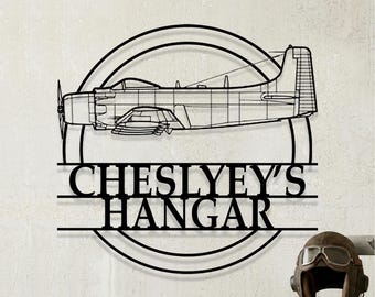 Custom Douglas A 1H Skyraider Airplane Metal Wall Art, Personalized Hangar Sign, Pilot Gift, Airplane Silhouette