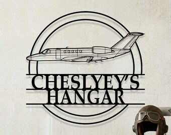 Custom Cessna CJ4 Airplane Metal Wall Art, Personalized Hangar Sign, Pilot Gift, Airplane Silhouette