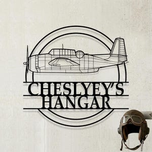 Custom Grumman TBM 3N Avenger Airplane Metal Wall Art, Personalized Hangar Sign, Pilot Gift, Airplane Silhouette