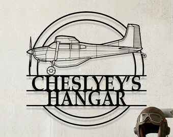 Custom Cessna A185F Airplane Metal Wall Art, Personalized Hangar Sign, Pilot Gift, Airplane Silhouette