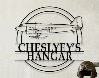 Custom Douglas DC 3TP Turbo Dakota Airplane Metal Wall Art, Personalized Hangar Sign, Pilot Gift, Airplane Silhouette
