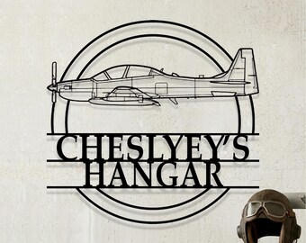 Custom Embraer EMB 314 Super Tucano Airplane Metal Wall Art, Personalized Hangar Sign, Pilot Gift, Airplane Silhouette
