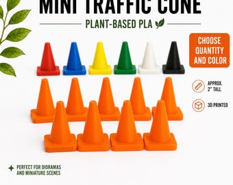 Mini Traffic Cones Diorama Accessory Multicolor Options - 3D Printed