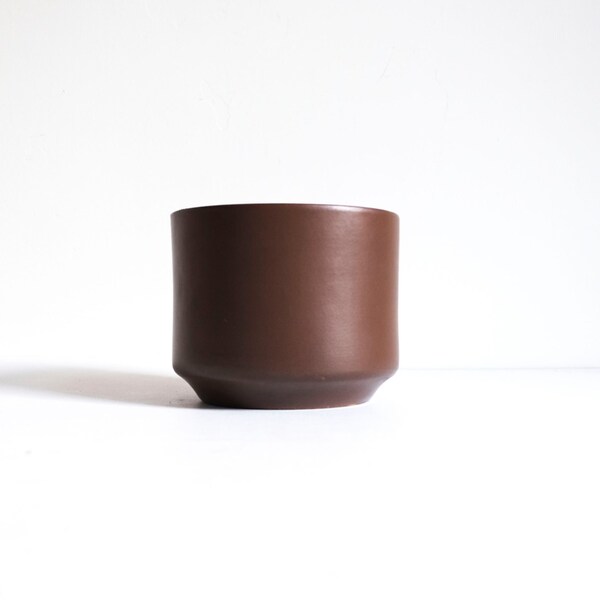 Gainey Ceramics Mid Century Modern Matte Chocolate Brown Large Cylinder Planter C-8