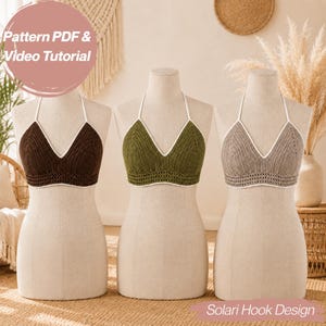 Crochet Pattern & Video Bralette Bikini Top, Crochet Bustier Pattern, Summer Beach Halter Top, Pdf Pattern, Easy