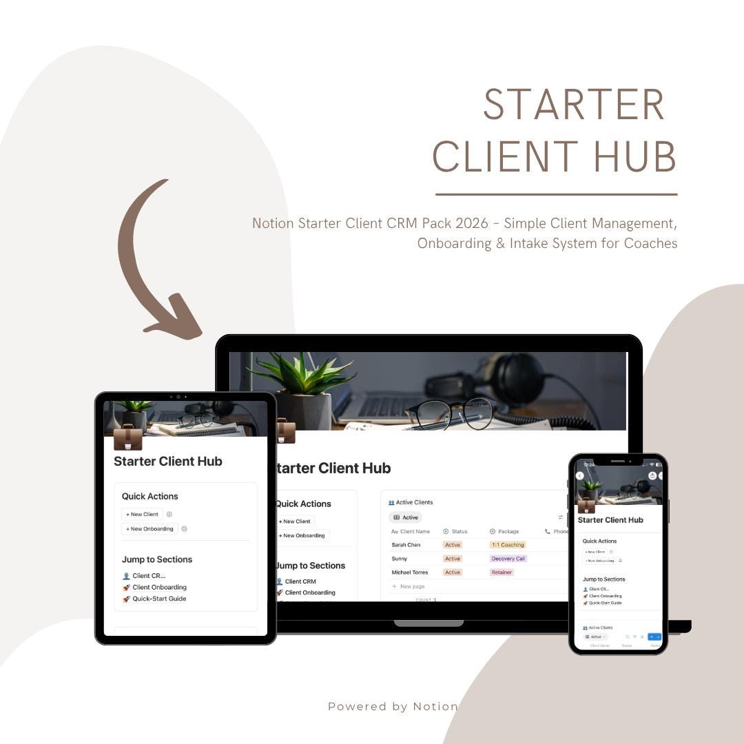 Stater Client Notion Starter Client CRM Pack 2026 – Simple Client Management ...
