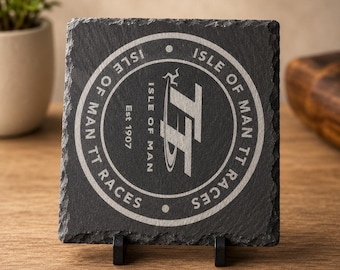 Isle of Man TT Slate Coaster | Laser Engraved Motorcycle Decor