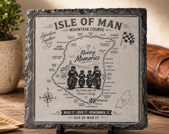 Isle of Man TT Mountain Course Slate Coaster | Laser Engraved Biker Gift