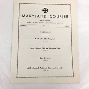 Maryland Courier April 1949, Mortician Magazine