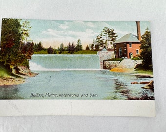 1906 Post Card, Belfast, Maine Waterworks and Dam, Leighton