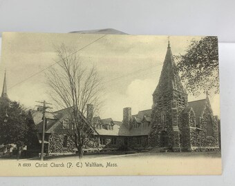 Vintage Postkarte Christ Kirche Waltham Massachusetts Rotagraph A 6933 ungeteilt
