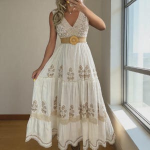 Boho Beige Maxi Dress - Etsy Boho Beige Maxi Dress - Etsy
