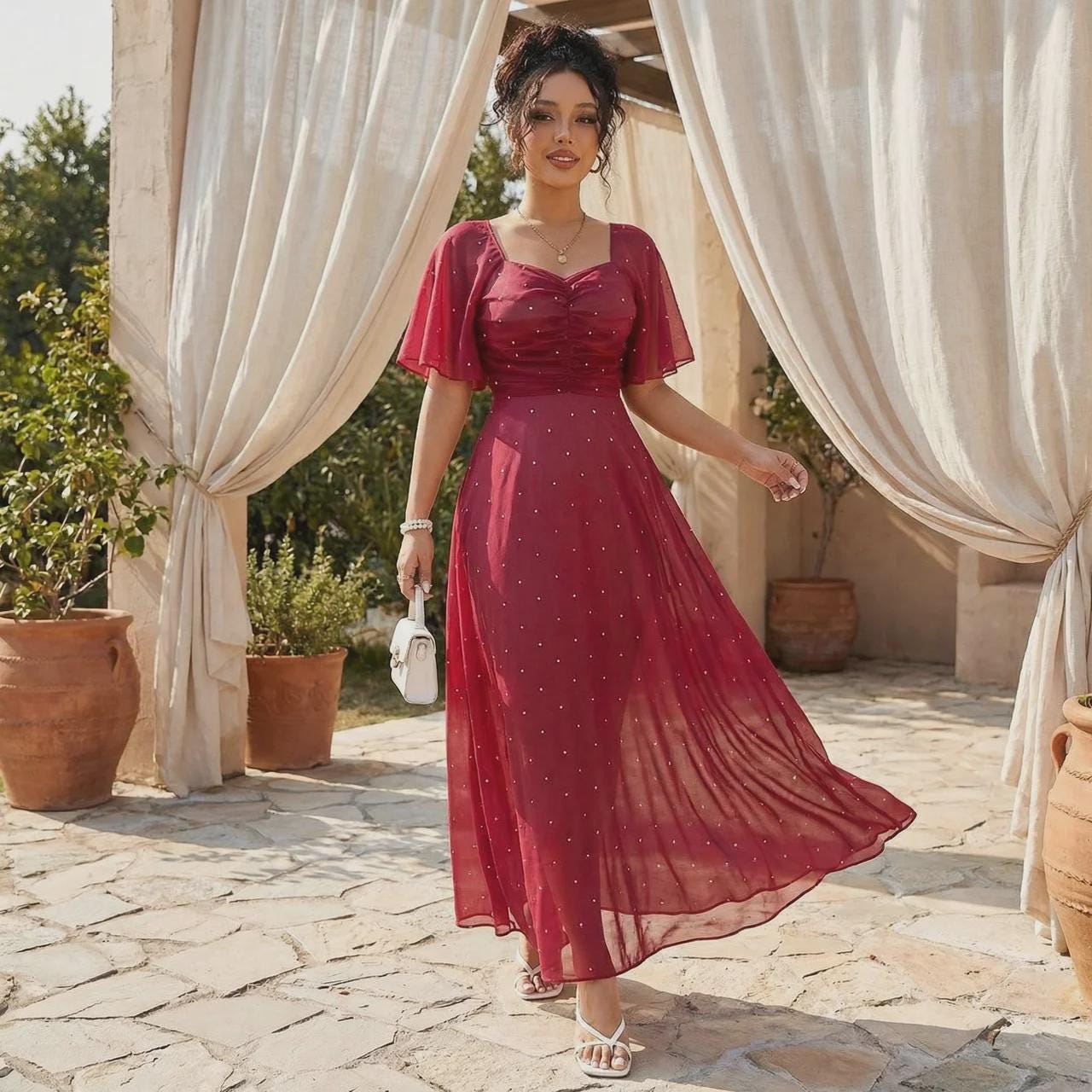 Burgundy Mesh Dress - Etsy Burgundy Mesh Dress - Etsy