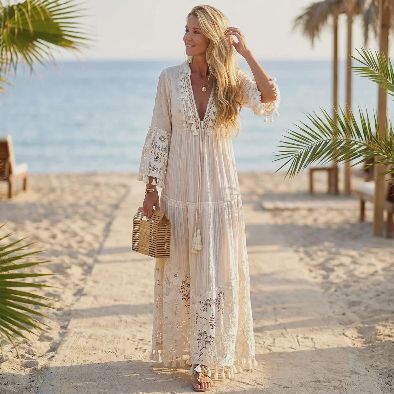 boho high waist lace maxi dress Renaissance Boho Lace Maxi Dress