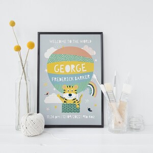 New baby print gift for nursery personalised with birth details welcome to the world present image 1