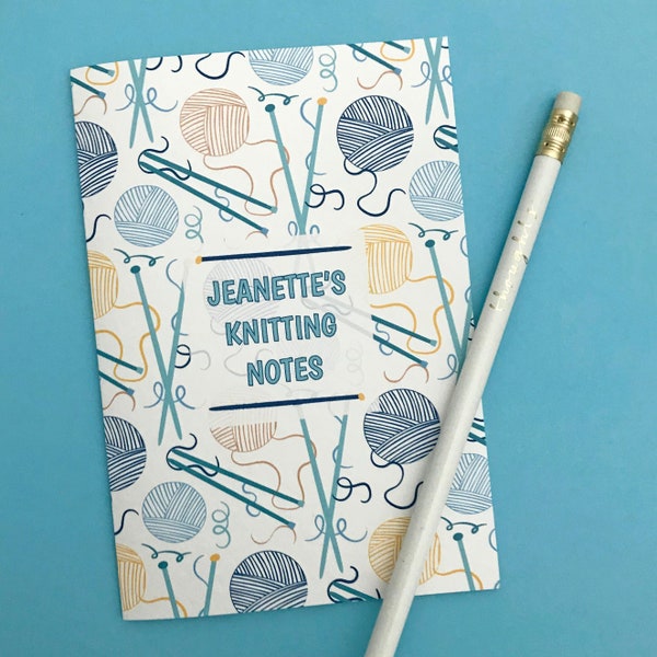 Personalised knitting notebook or notepad - gift for a knitter - 8 colours to choose from